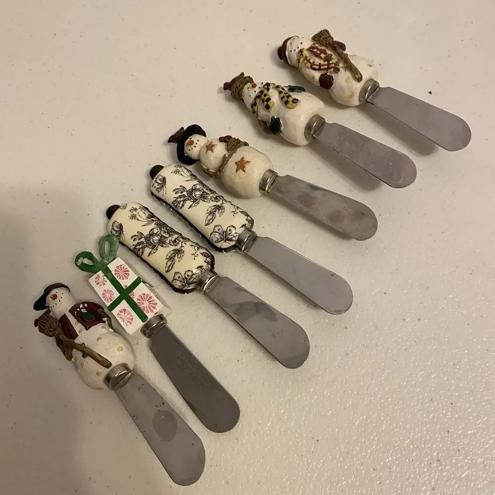 VTG Holiday Christmas Spreaders Set of 7 Cheese/Butter Spreader Stainless Steel